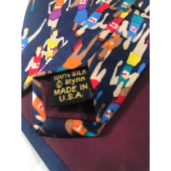 Marathon Runners by Alynn Neckwear Silk Navy Blue Necktie - Picture 3 of 6